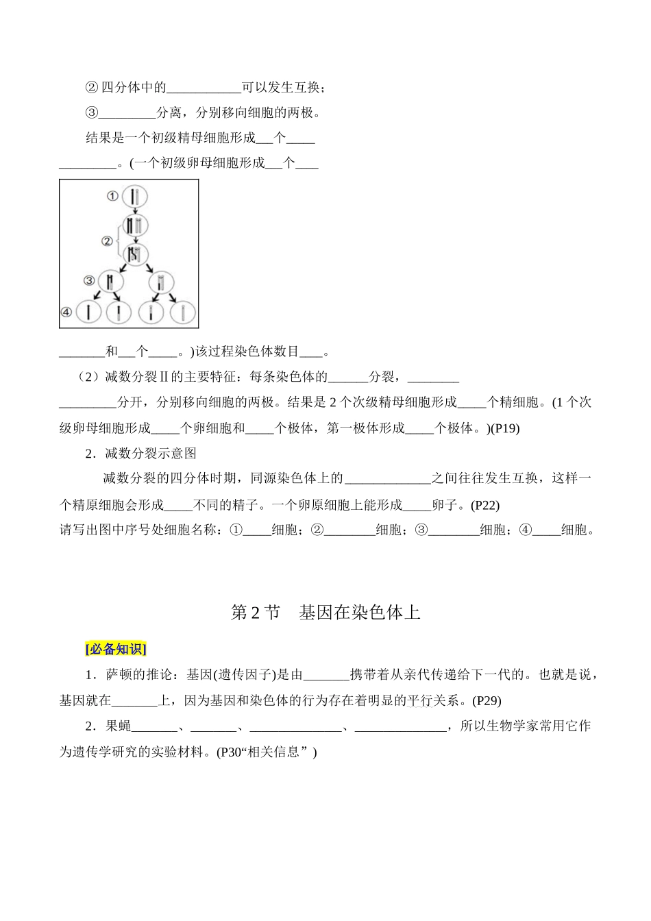 第2章 基因和染色体的关系（填空版）-4页.docx_第2页