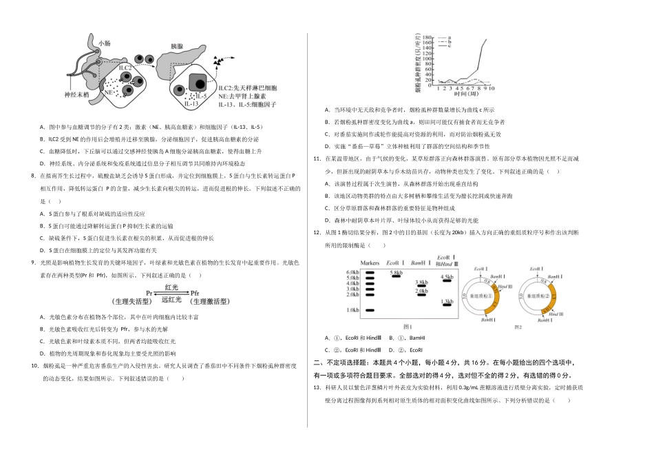 生物一模保分卷（湖南专用）（考试版A3）.docx_第2页