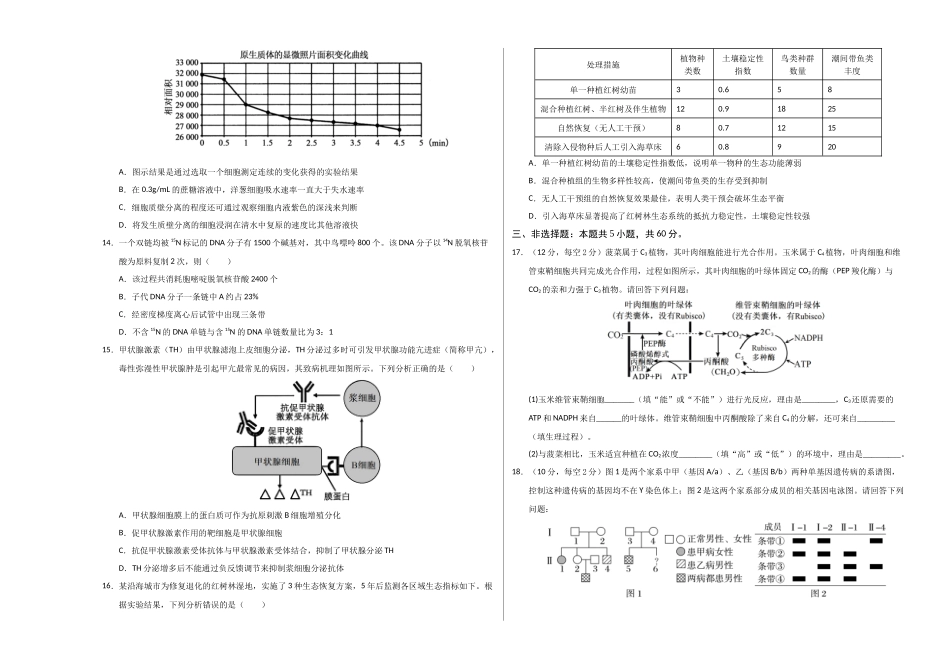 生物一模保分卷（湖南专用）（考试版A3）.docx_第3页