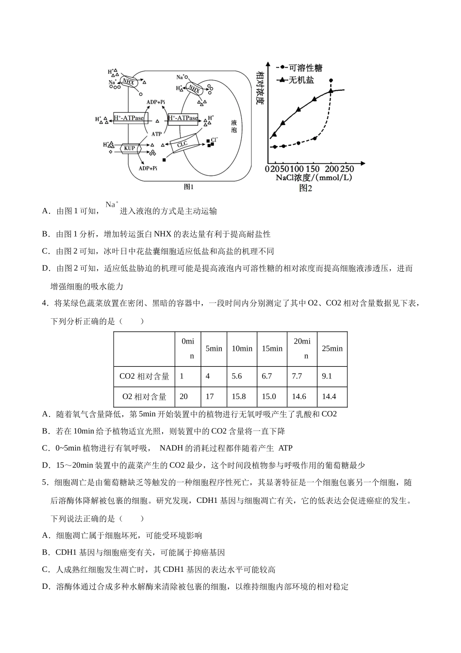 生物一模保分卷(课标全国通用)(考试版).docx_第2页
