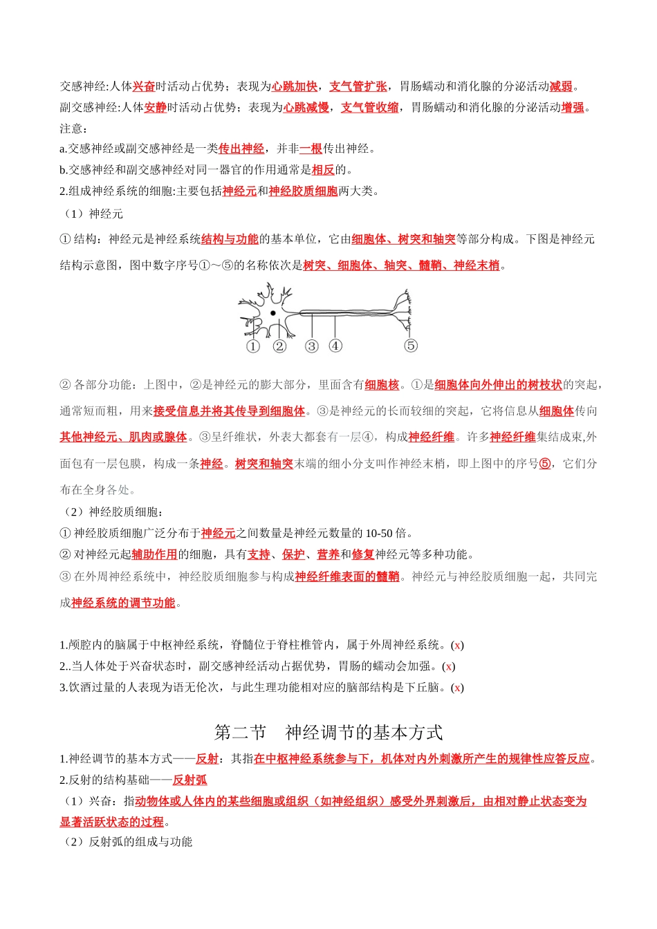 第2章 神经调节(答案版).docx_第2页