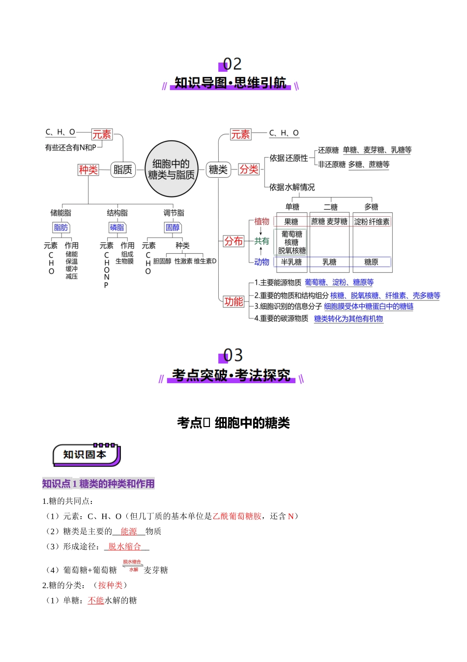 第03讲 糖类和脂质(讲义)(学生版).docx_第2页