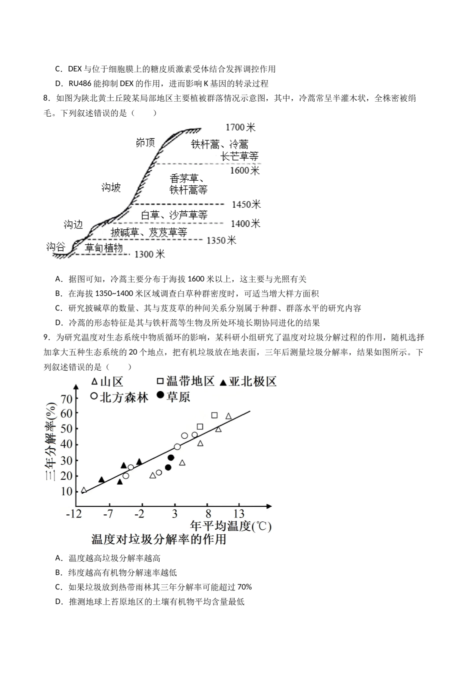生物一模提分卷（安徽专用）（考试版）.docx_第3页