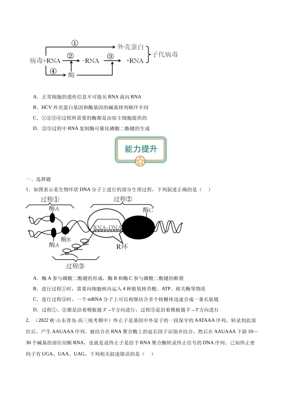 第3讲 基因指导蛋白质的合成(原卷版).docx_第2页