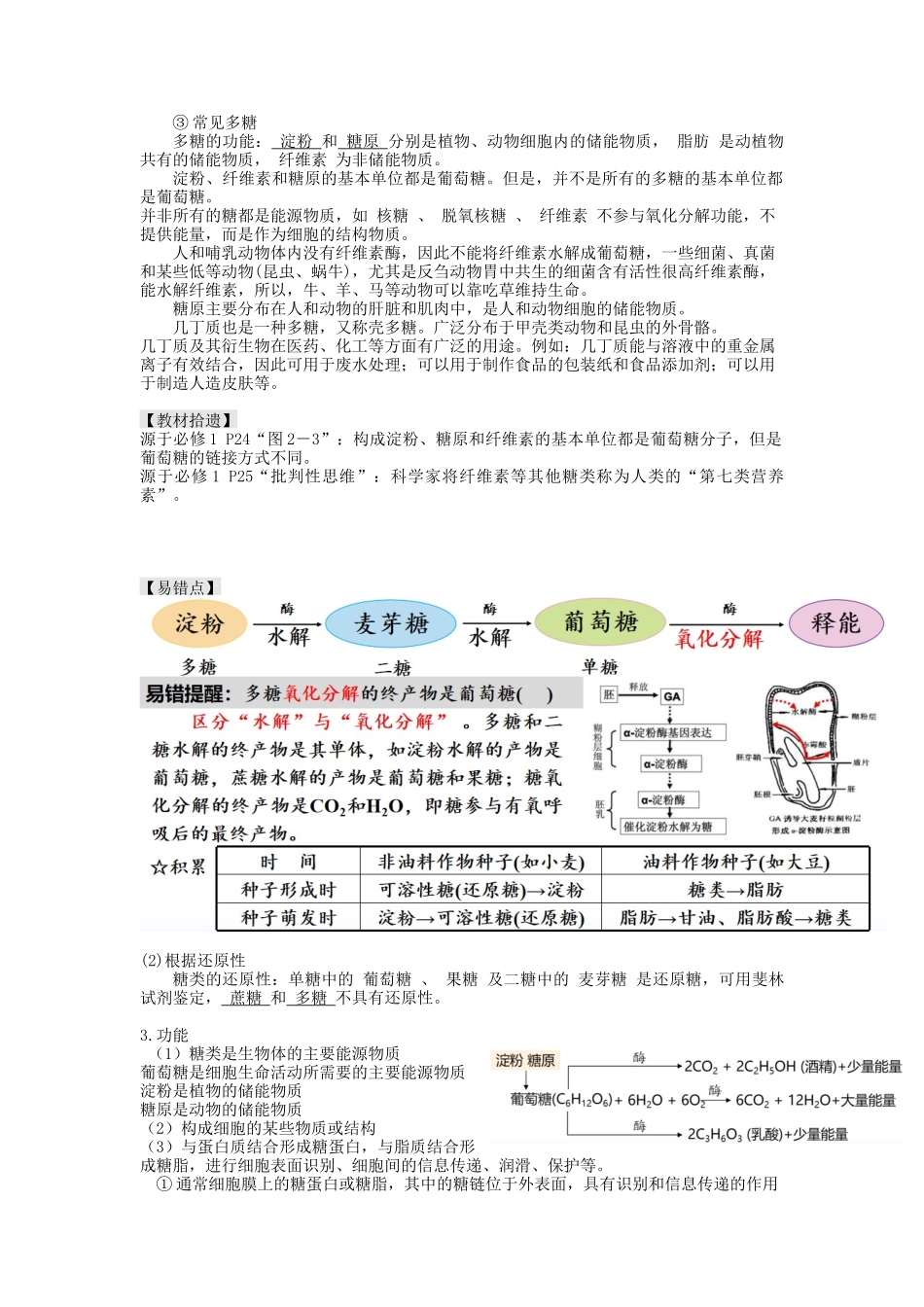 第3讲 糖类和脂质（讲义）（教师版）.docx_第3页