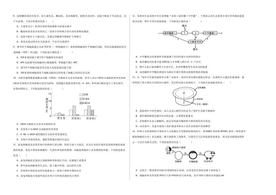 生物一模提分卷02(山东专用)(考试版A3).docx_第2页