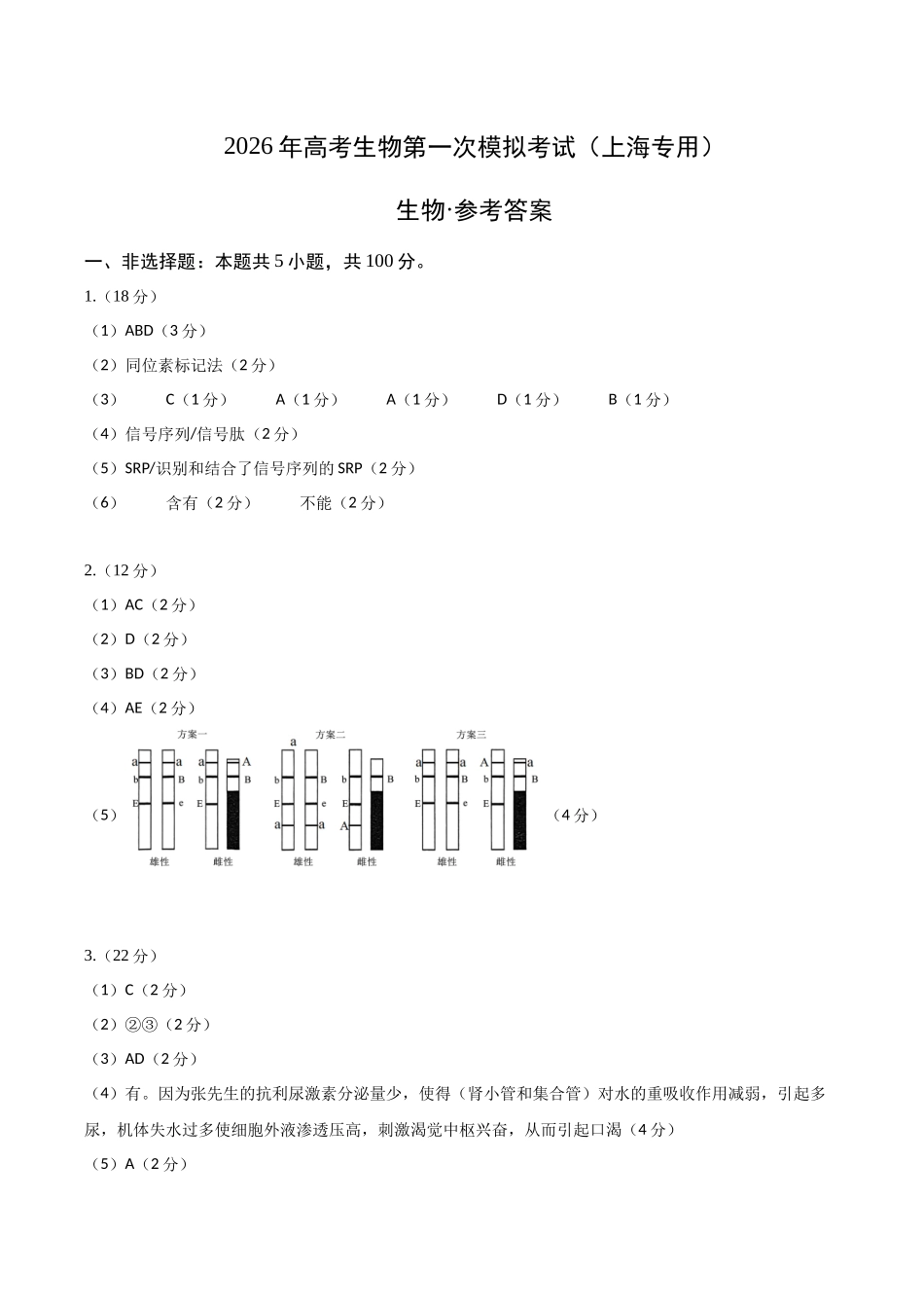 生物一模提分卷02（上海专用）（参考答案）.docx_第1页