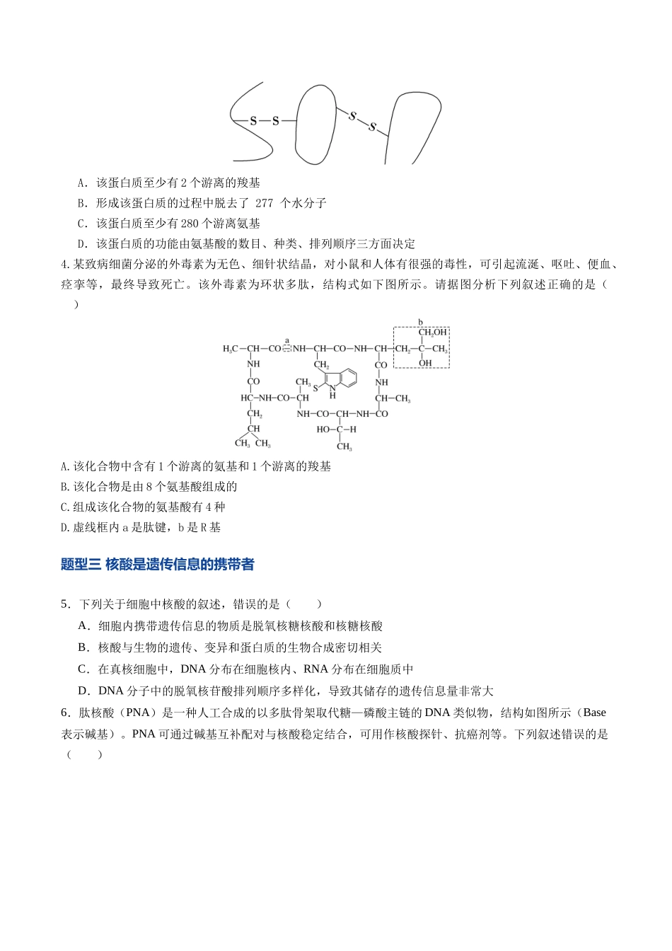 第04讲  蛋白质和核酸（专项训练）（福建专用）（学生版）.docx_第2页