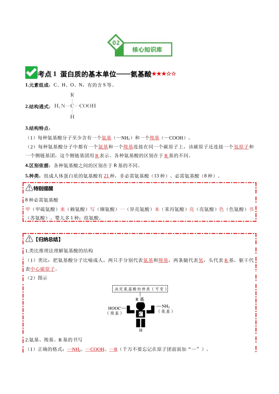 第04讲 蛋白质和核酸(知识清单)(全国通用)(教师版).docx_第3页