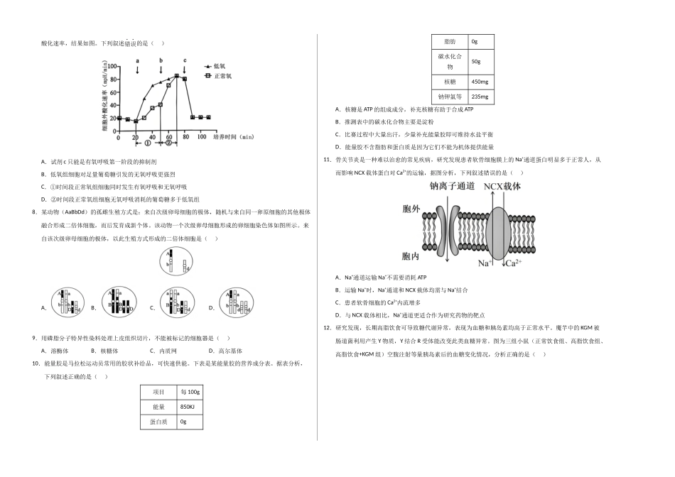 生物一模突破卷(海南专用)(考试版A3).docx_第2页