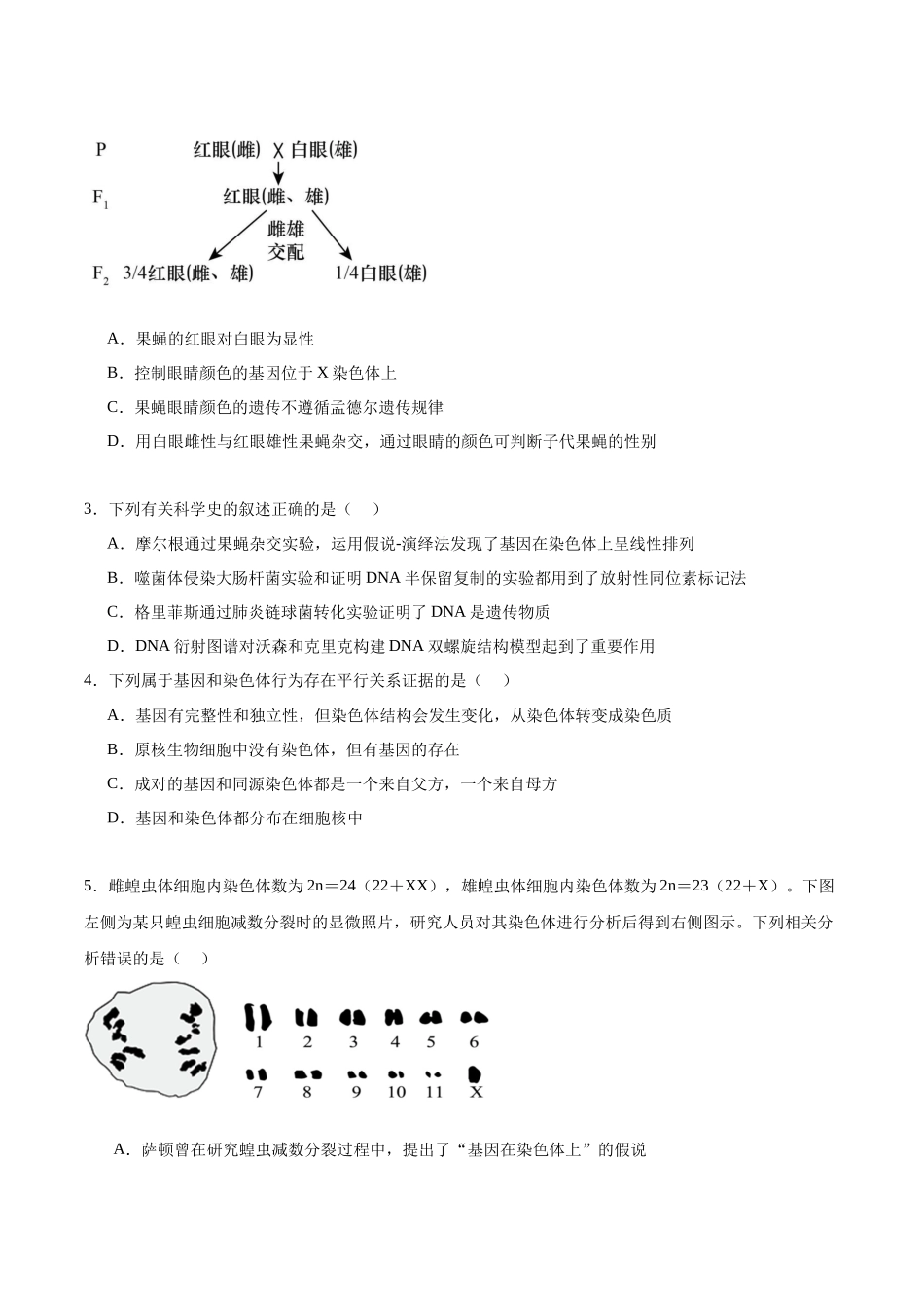 第4讲 基因位于染色体上(原卷版).docx_第3页