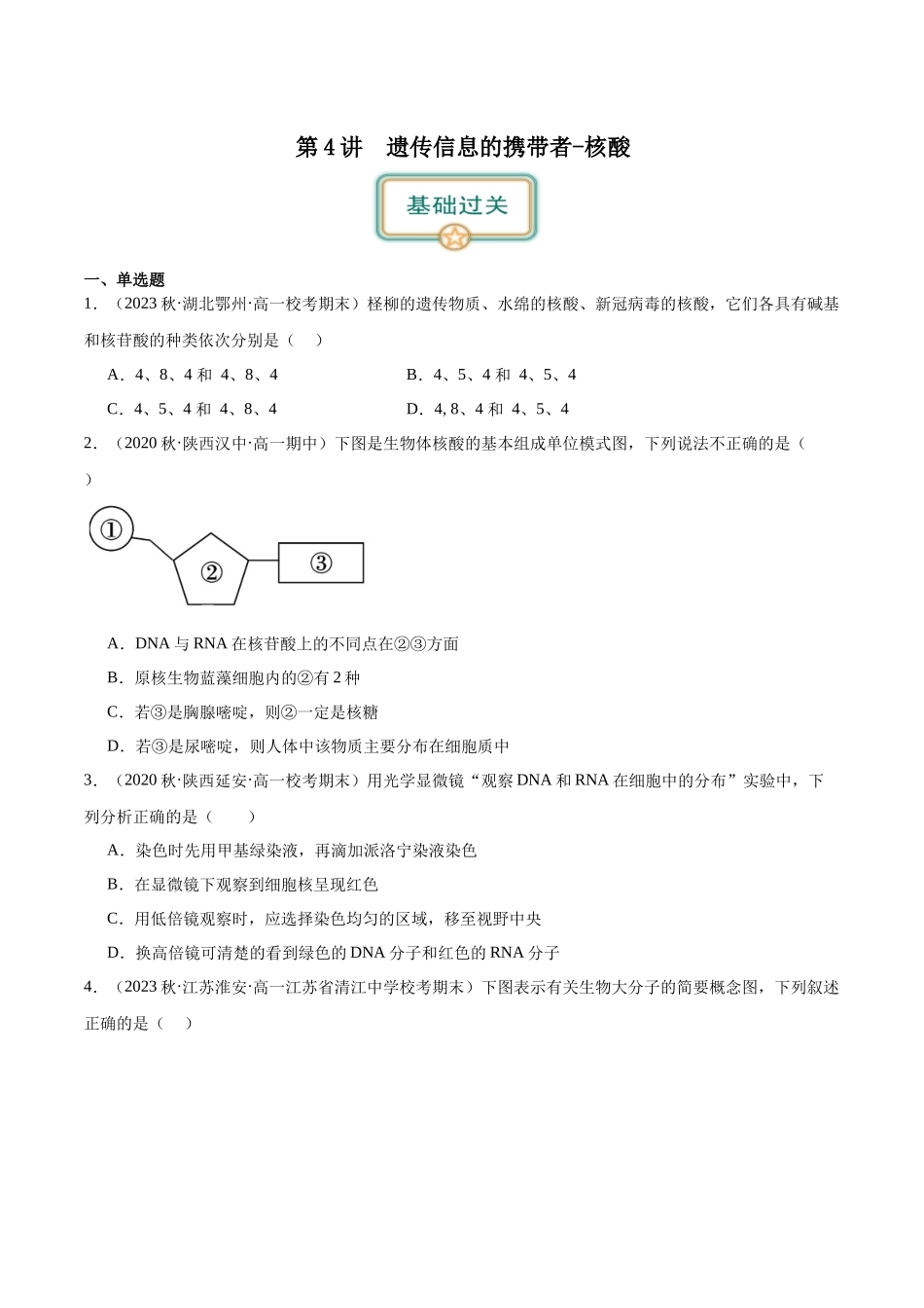 第4讲 遗传信息的携带者——核酸(原卷版).docx_第1页