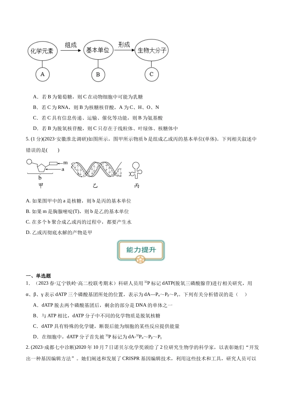第4讲 遗传信息的携带者——核酸(原卷版).docx_第2页