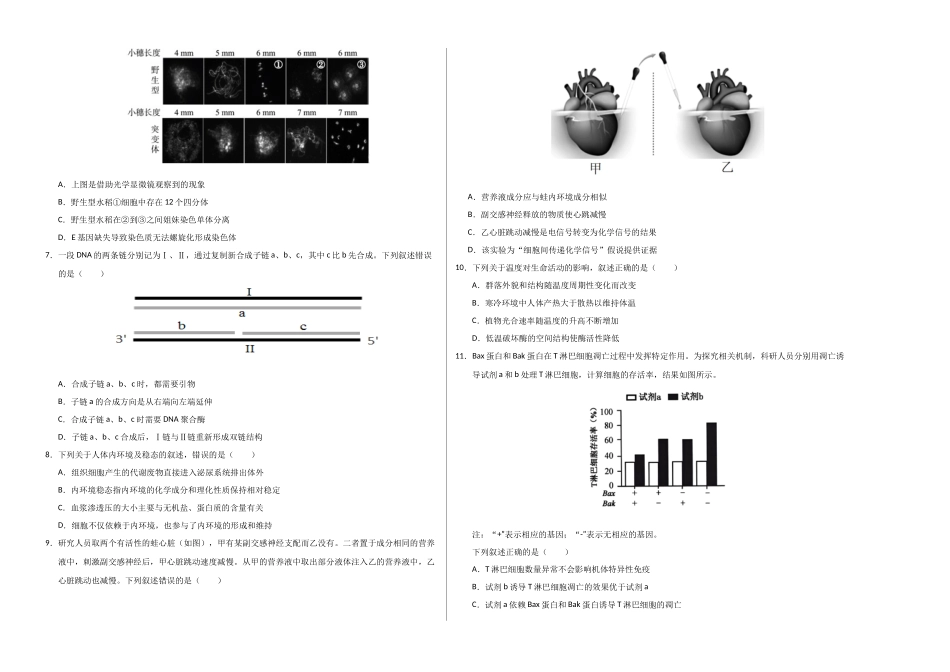 生物一模突破卷02（北京专用）（考试版A3）.docx_第2页