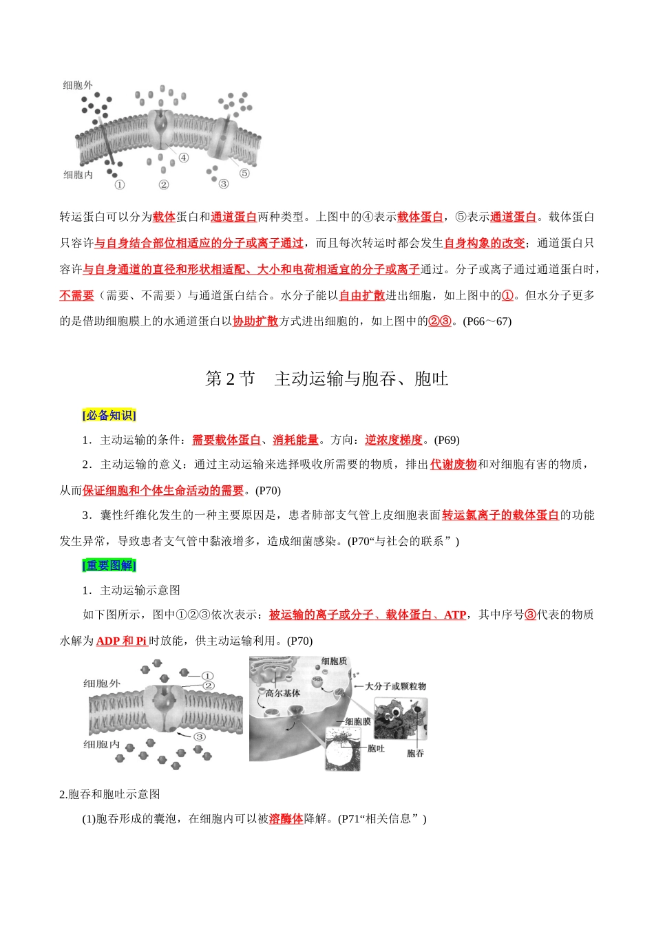 第4章 细胞的物质输入和输出(背诵版).docx_第2页