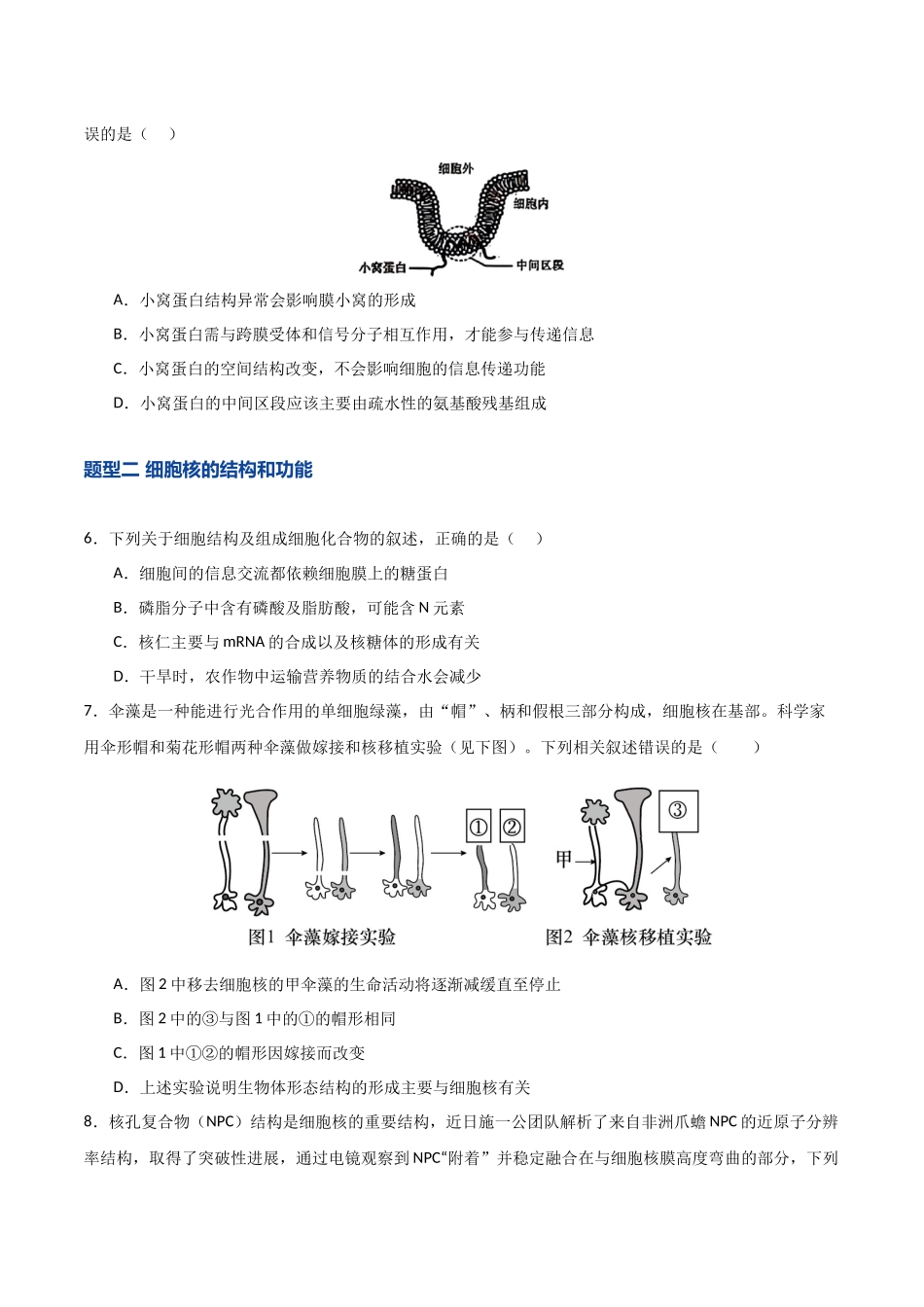 第05讲 细胞膜和细胞核(专项训练)(湖南专用)(学生版).docx_第3页