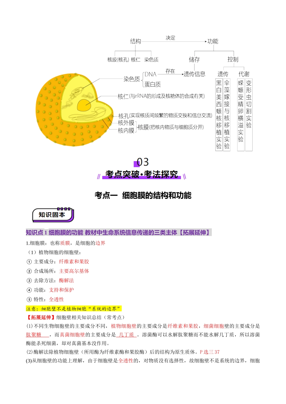 第05讲 细胞膜和细胞核(讲义)(学生版).docx_第3页