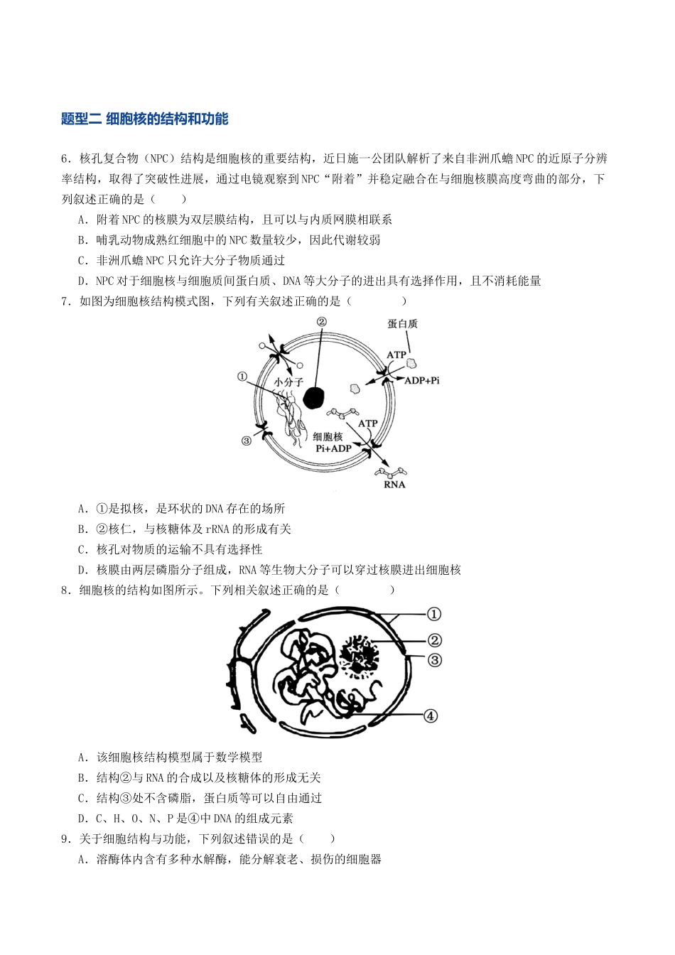 第05讲 细胞膜和细胞核(专项训练)(学生版).docx_第3页