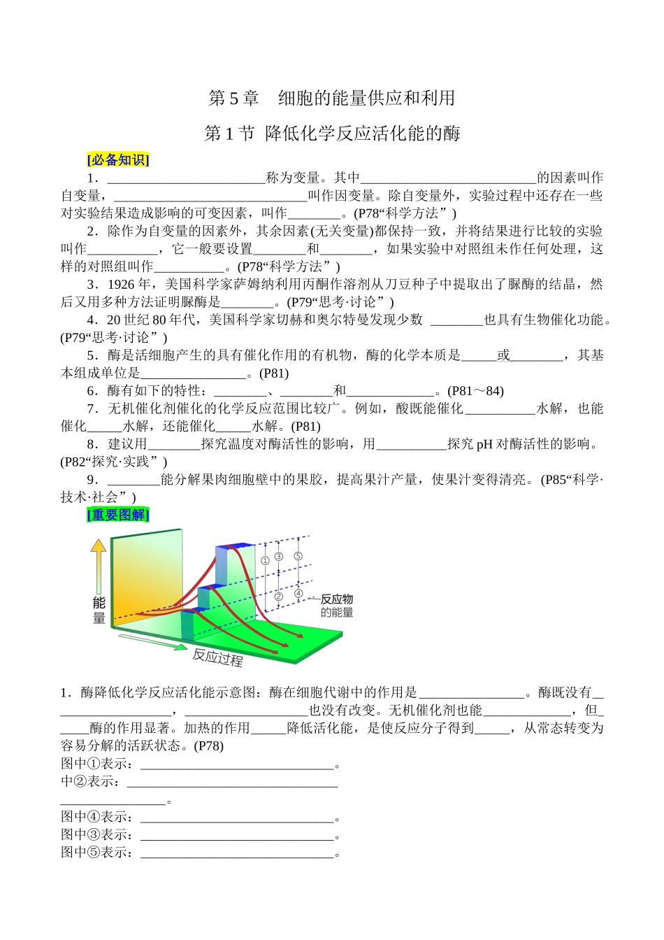 第5章 细胞的能量供应和利用(填空版)-5页.docx_第1页