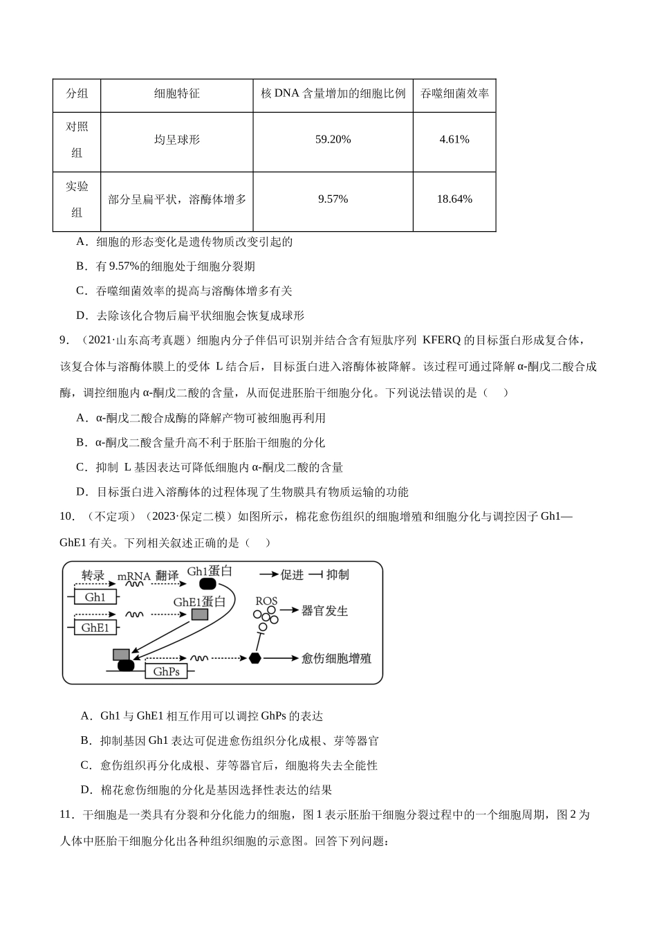 第06讲 细胞的分化、衰老和死亡(练习)(原卷版).docx_第3页