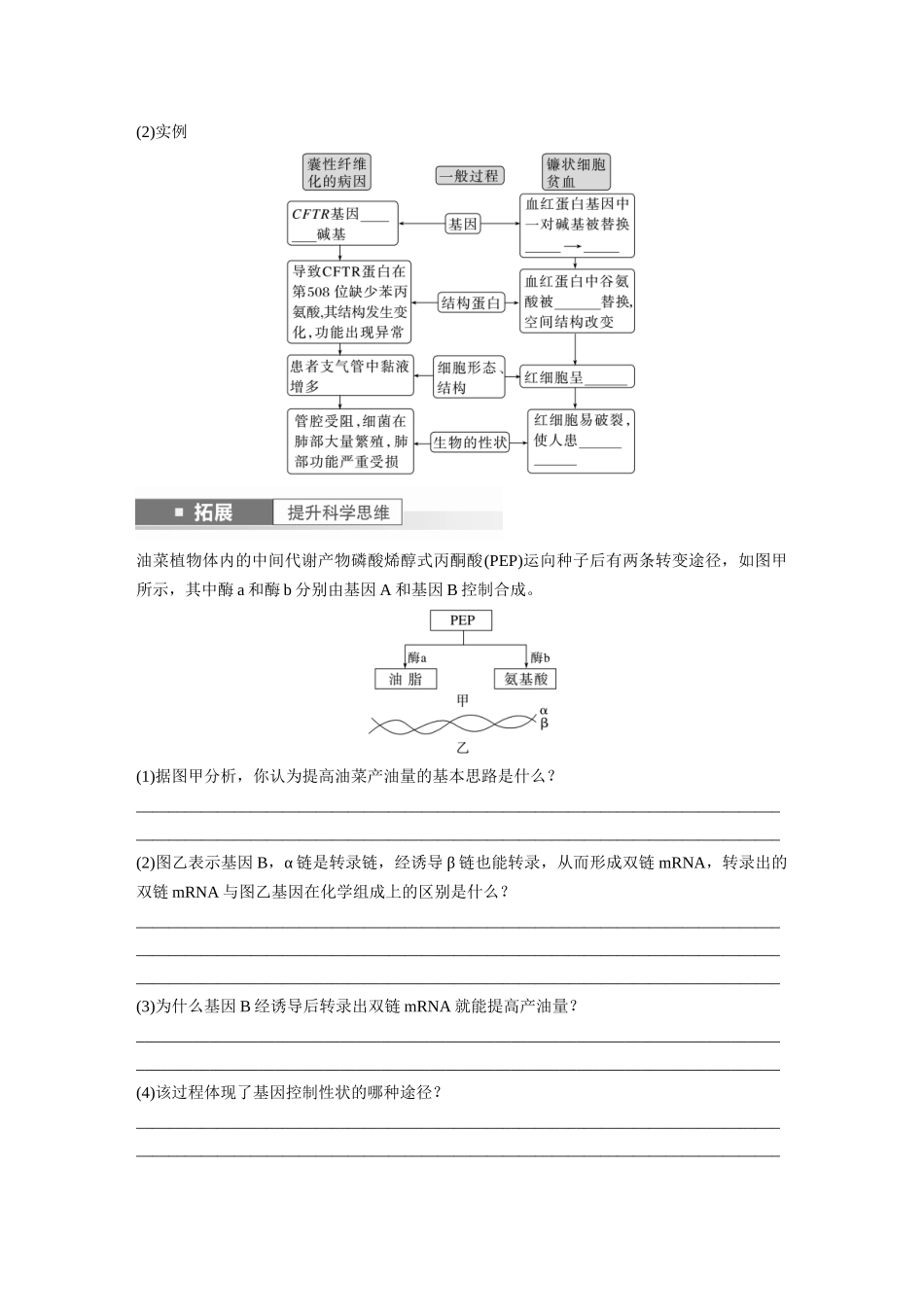 第6单元 第4课时 基因表达与性状的关系.docx_第2页