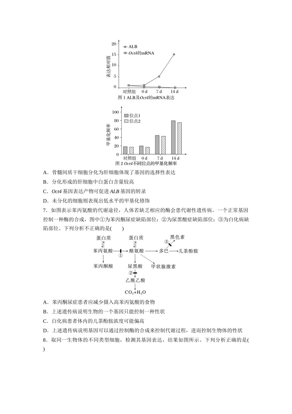 第6单元　课时练4　基因表达与性状的关系.docx_第3页