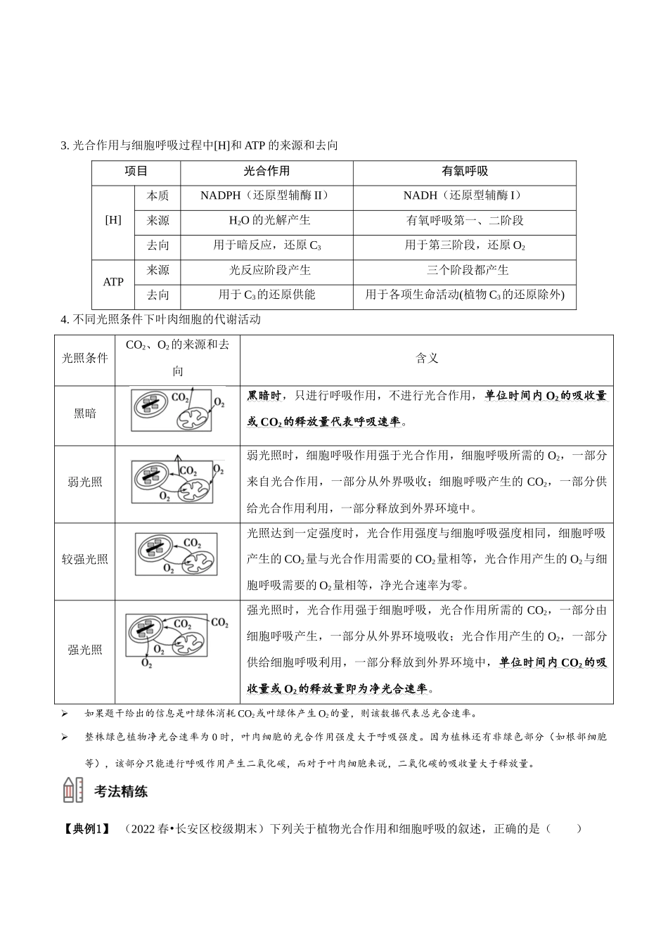 微专题1 光合作用与呼吸作用(讲义)(原卷版).docx_第2页