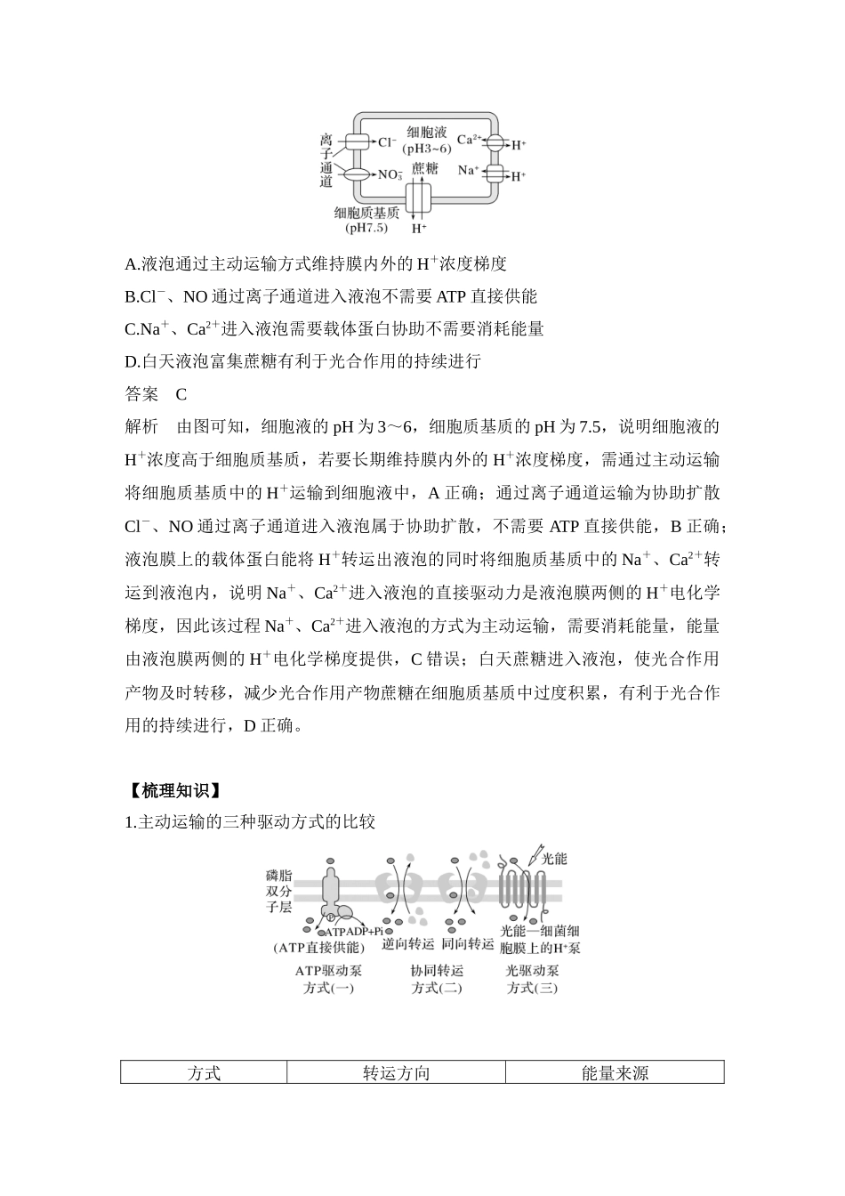 微专题3 跨膜运输的热考题型(教师版).docx_第2页