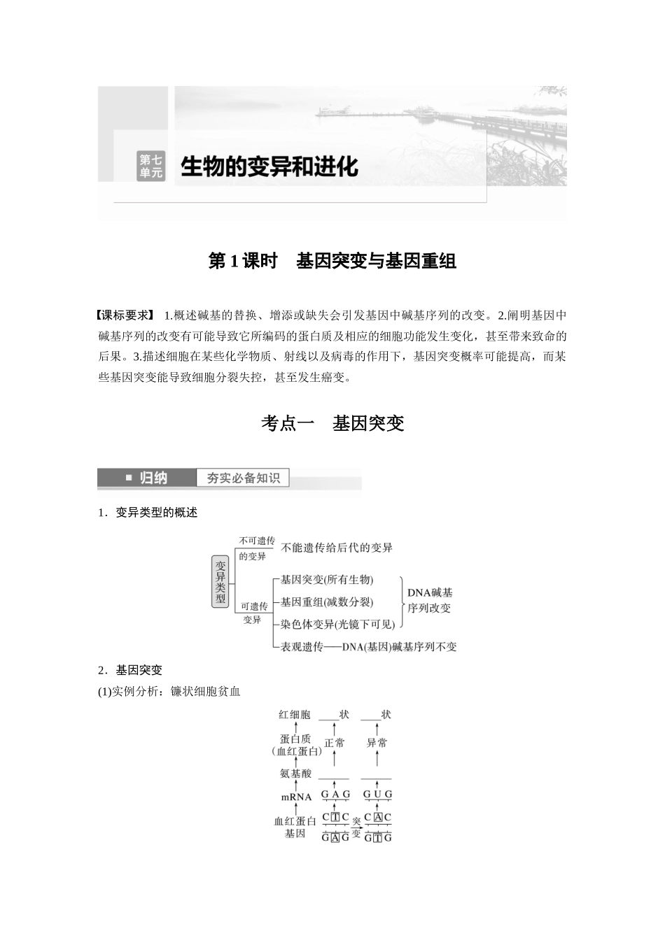 第7单元　第1课时　基因突变与基因重组.docx_第1页