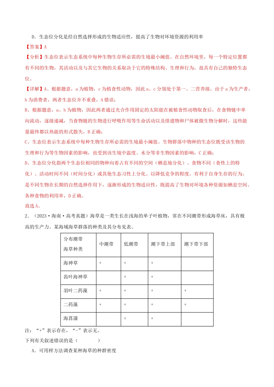 微专题06 生物与环境的适应（解析版）.docx_第2页