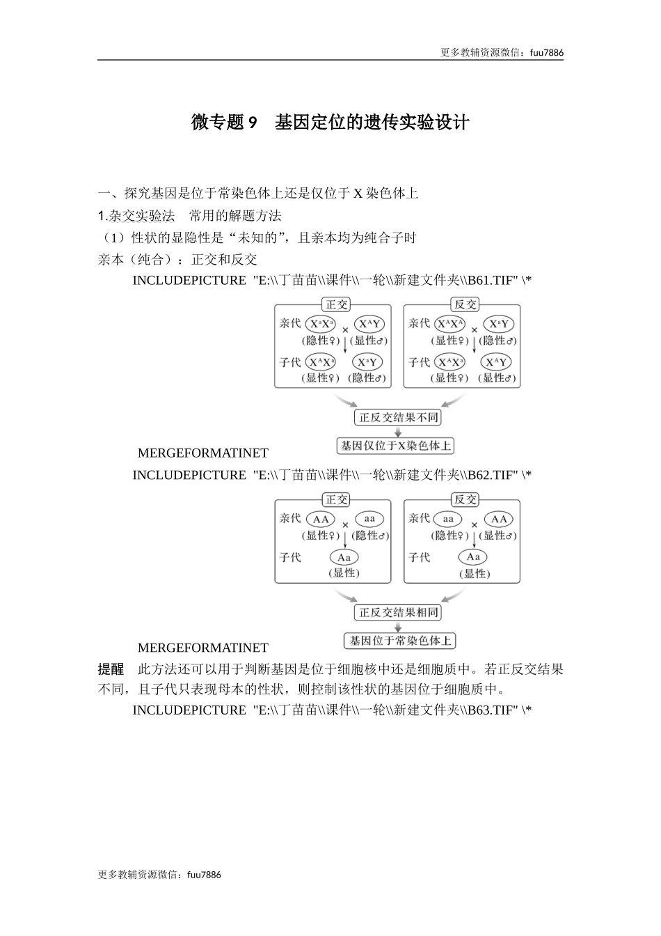 微专题9 基因定位的遗传实验设计.doc_第1页