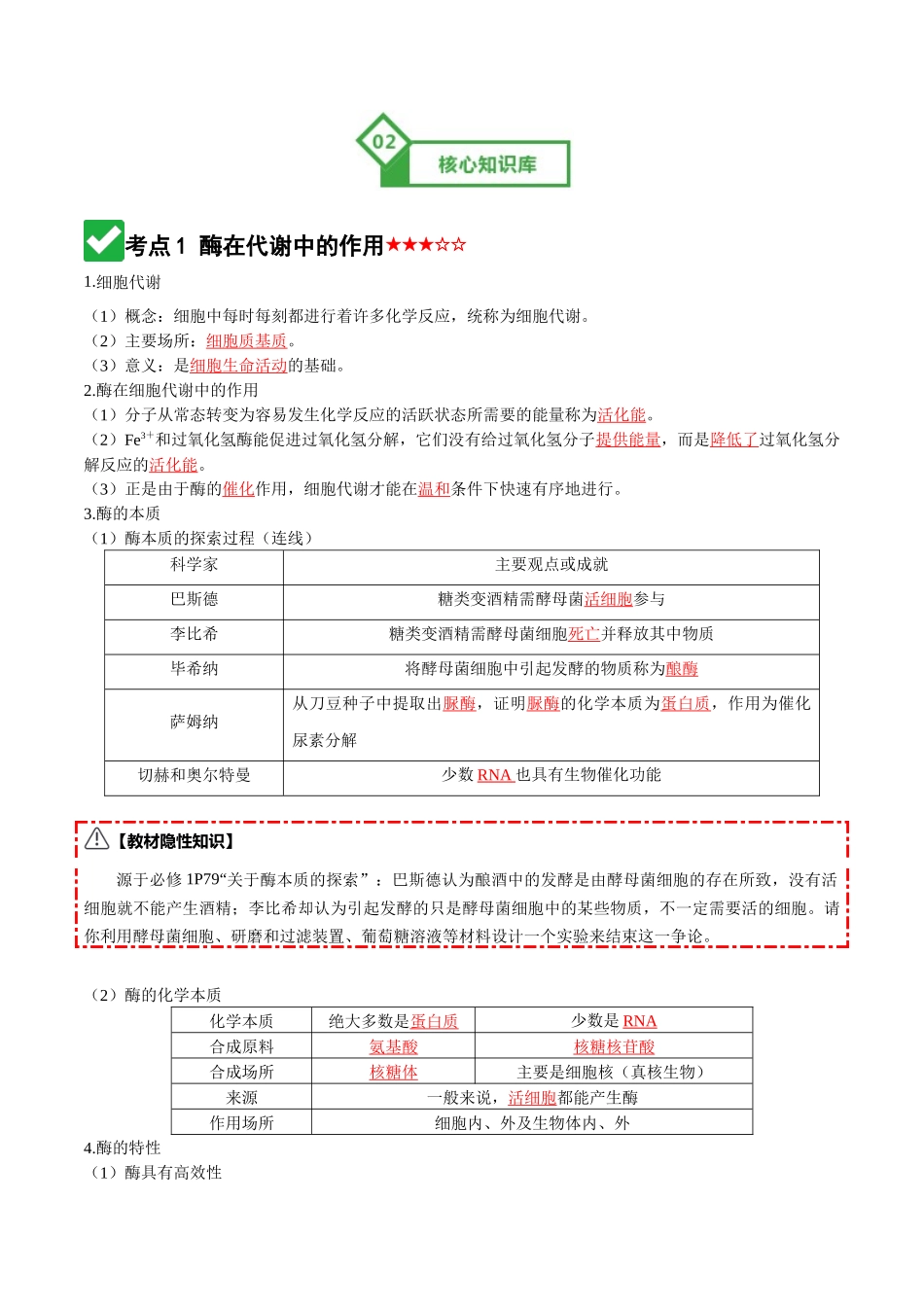 第08讲 酶和ATP（知识清单）（全国通用）（教师版）.docx_第3页