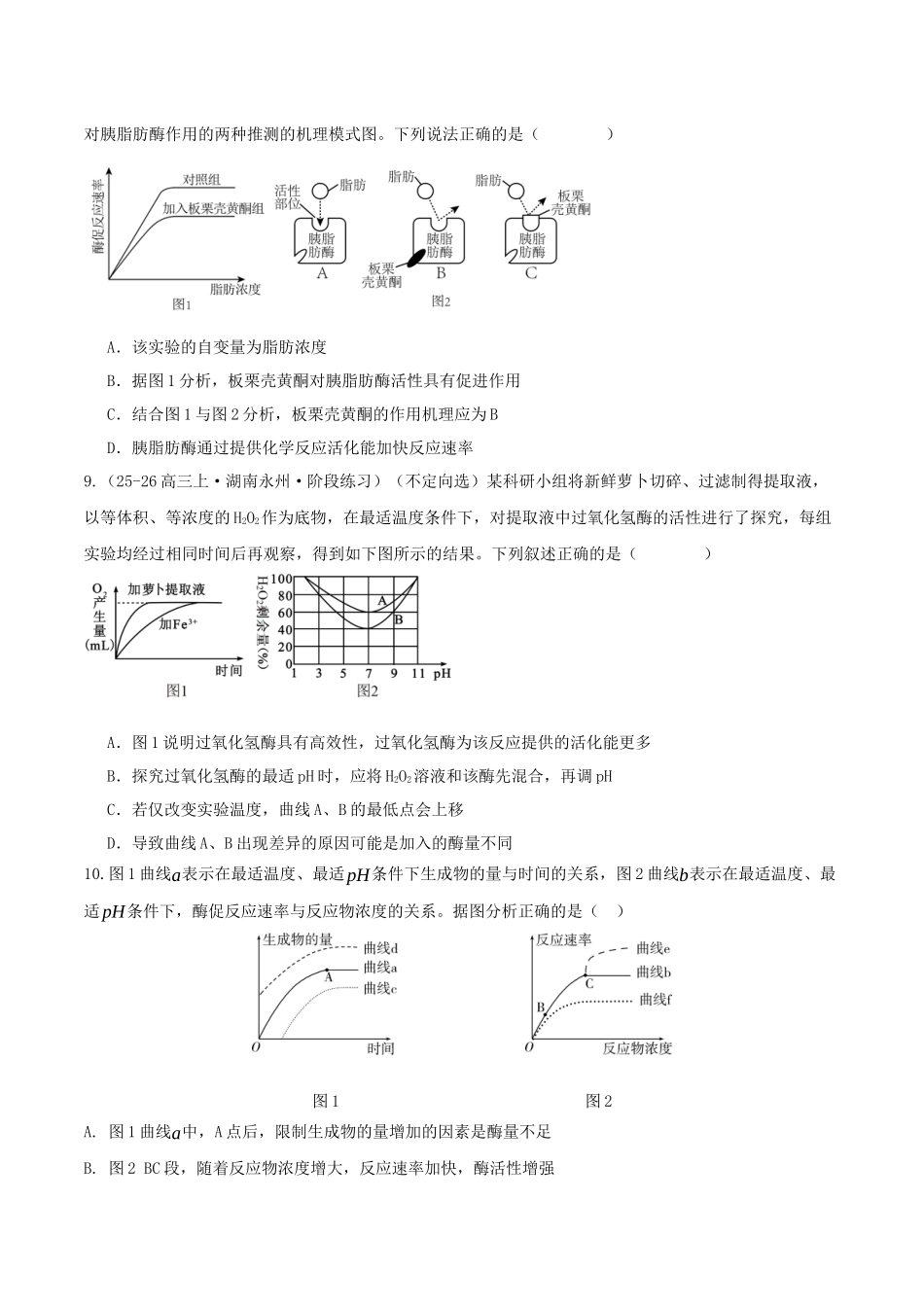 第08讲 酶和ATP(专项训练)(湖南专用)(学生版).docx_第3页