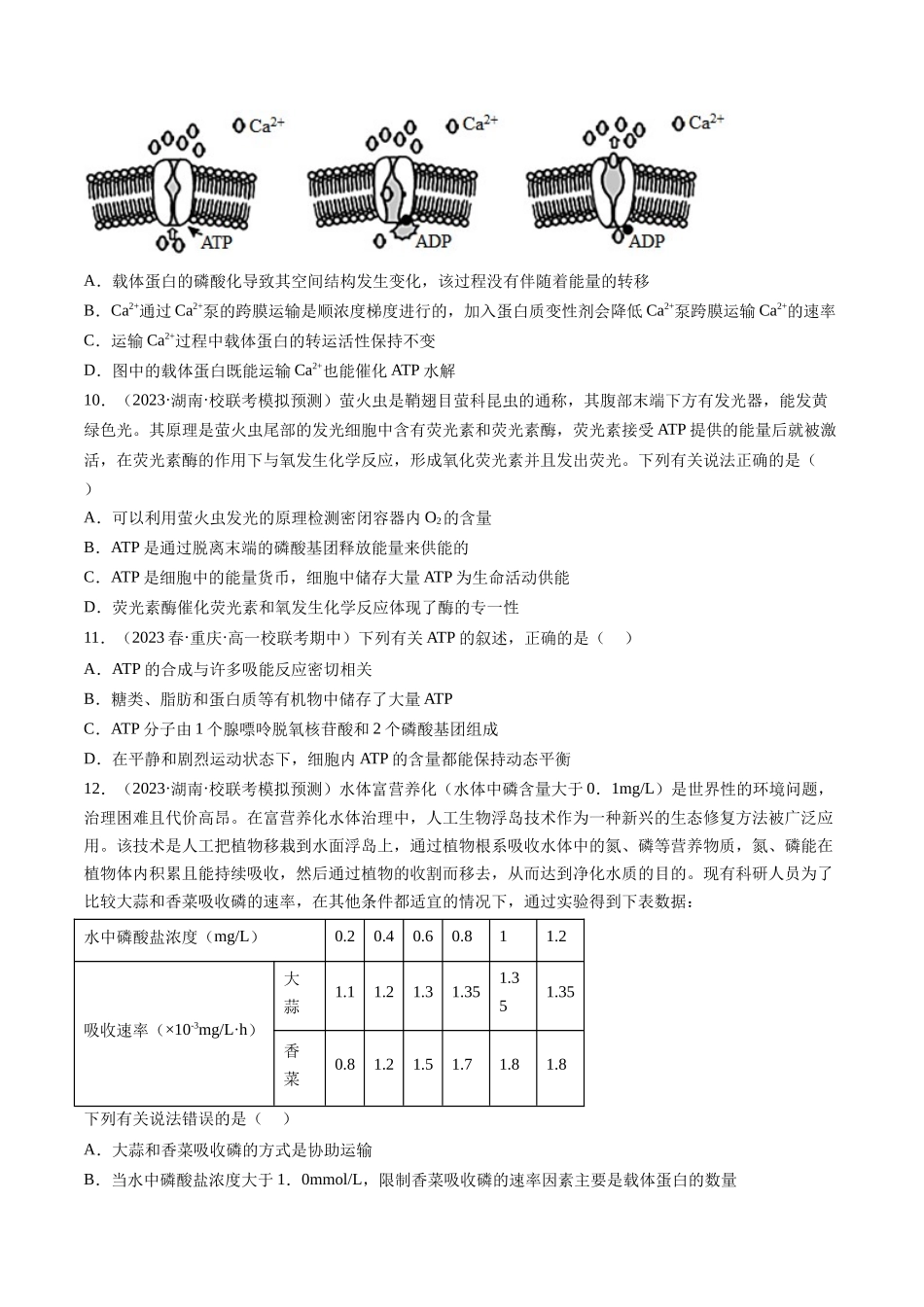 第8.2讲 ATP(练习)(原卷版).docx_第3页