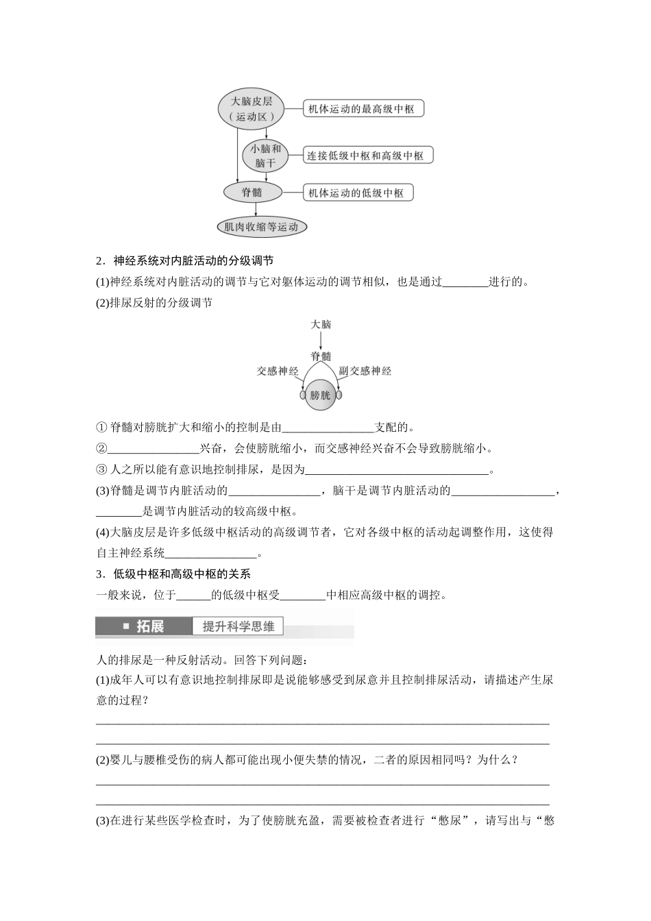 第8单元 第4课时 神经系统的分级调节和人脑的高级功能.docx_第2页