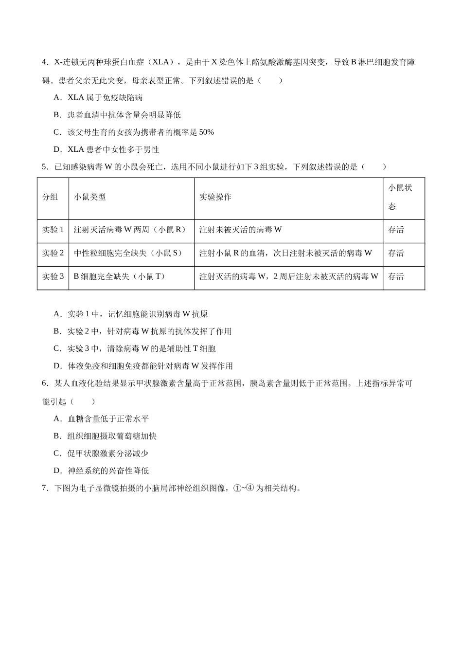 选择性必修1 稳态与调节必刷卷02（原卷版）.docx_第2页