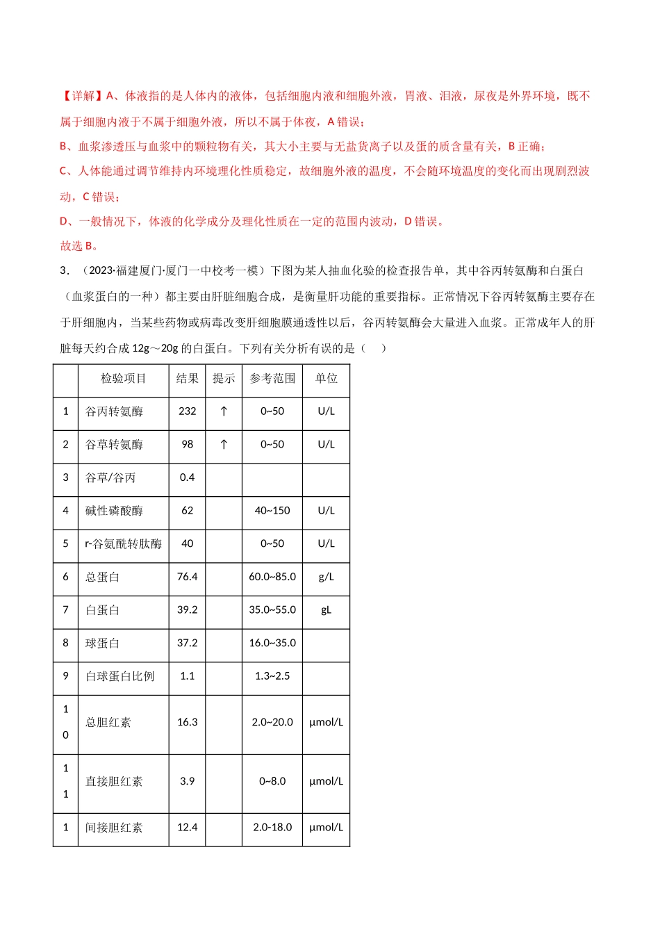 选择性必修1 稳态与调节测试卷（解析版）.docx_第2页