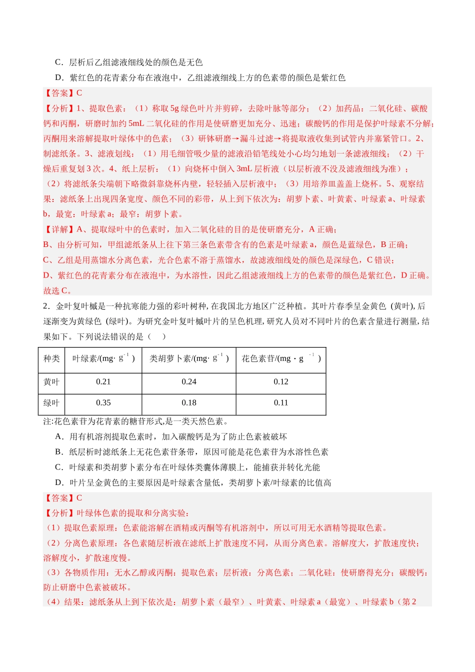 第10讲 光合作用(专项训练)(黑吉辽蒙专用)(教师版).docx_第2页