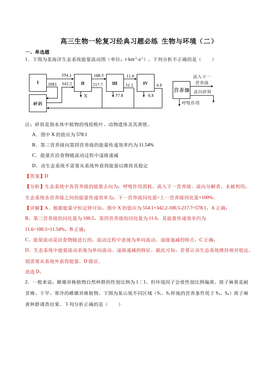 选择性必修2 生物与环境必刷卷02(解析版).docx_第1页