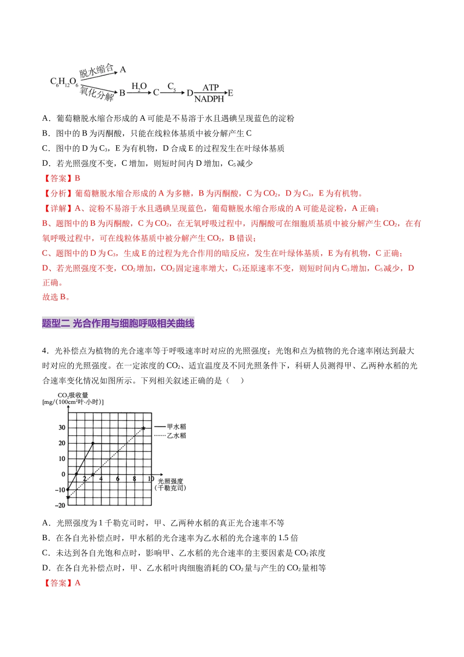 第11讲 细胞代谢综合分析（练习）（教师版）.docx_第3页