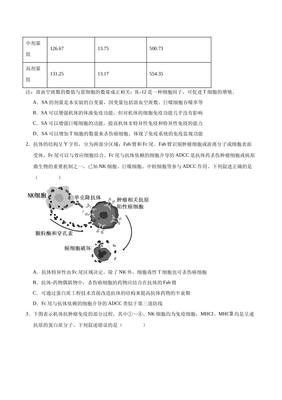 押题07 免疫与疾病预防(3大题型猜押)(学生版).docx_第2页