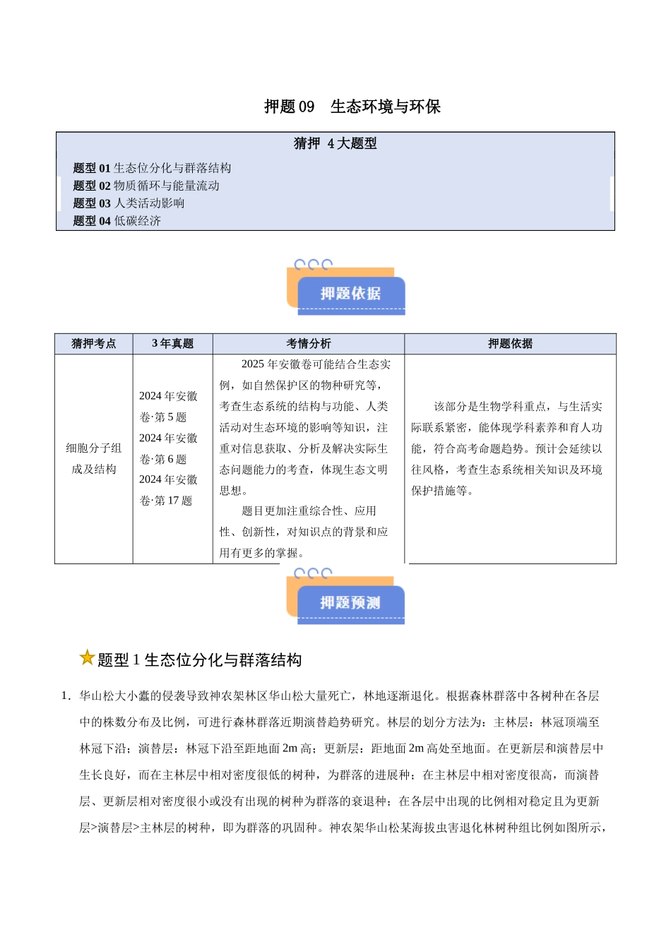 押题09 生态环境与环保(4大题型猜押)(教师版).docx_第1页