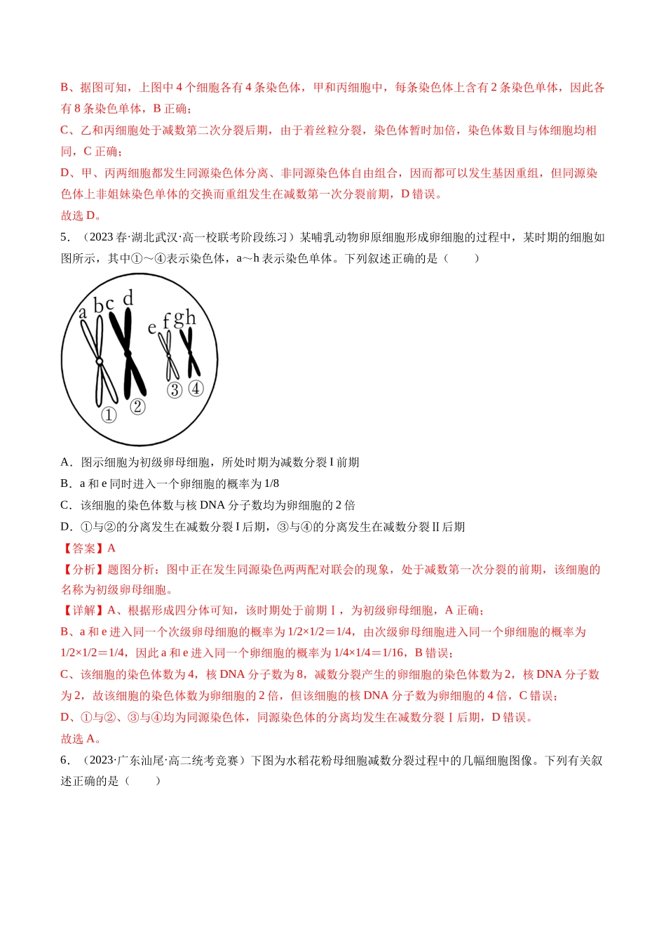 第13讲 减数分裂和受精作用（练习）（解析版）.docx_第3页