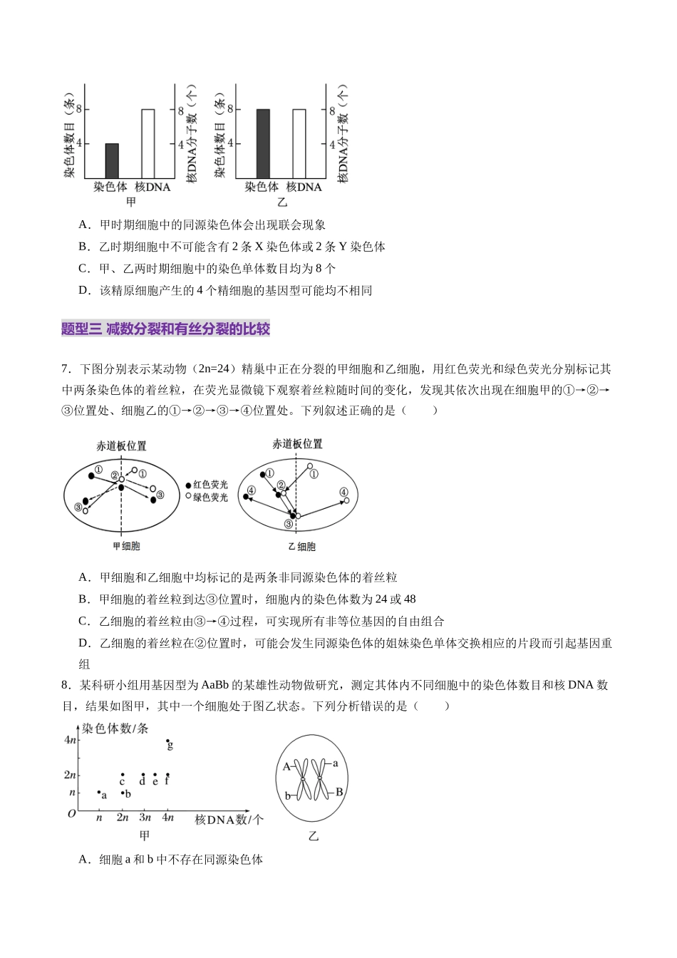 第13讲 减数分裂和受精作用（练习）（学生版）.docx_第3页