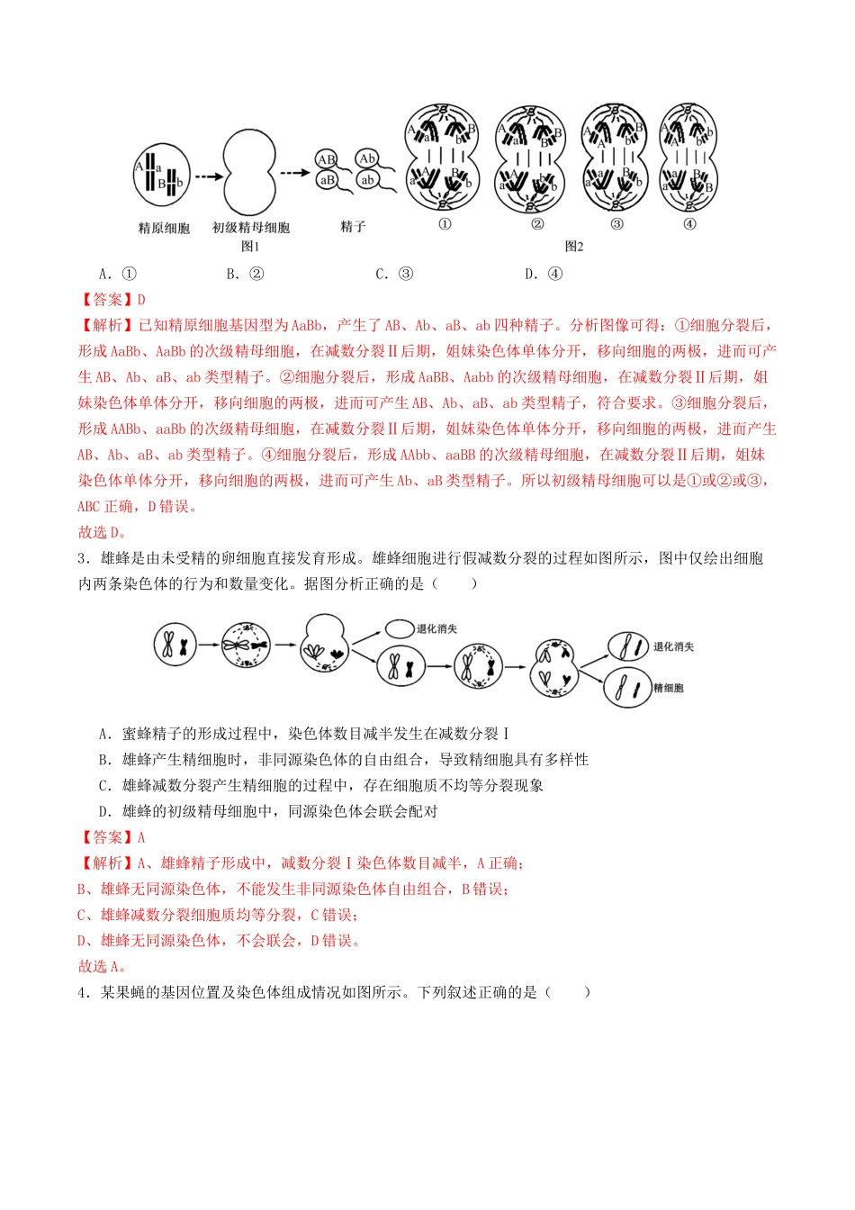 第13讲 减数分裂和受精作用（专项训练）（教师版）.docx_第2页