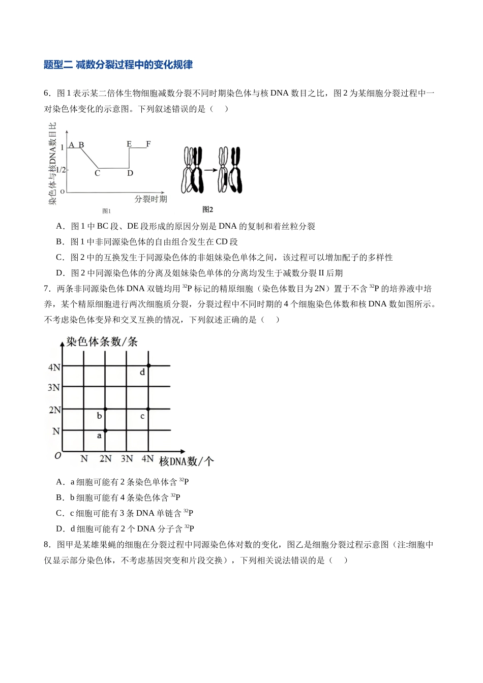 第13讲 减数分裂和受精作用(专项训练)(学生版) .docx_第3页