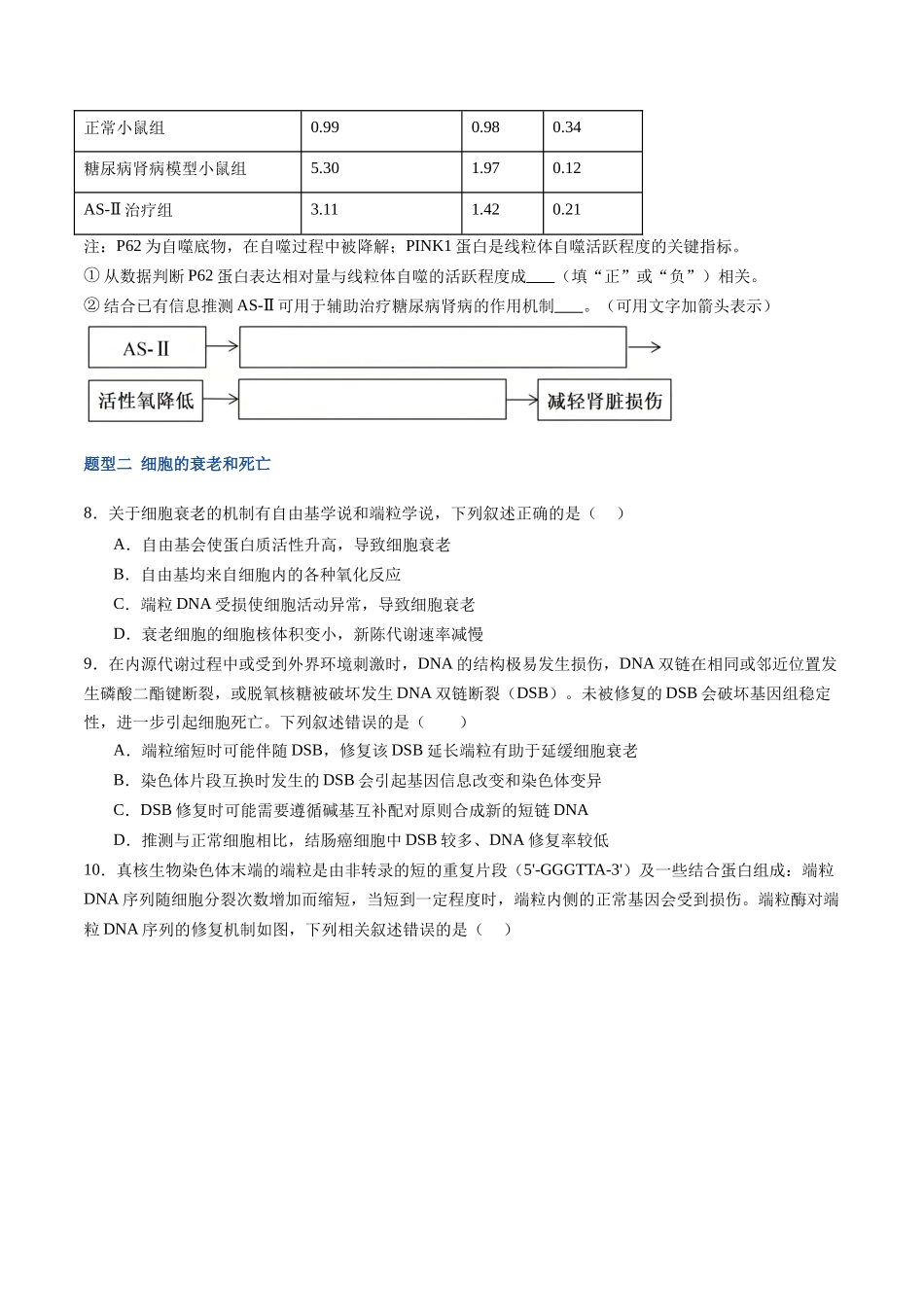 第15讲 细胞的分化、衰老和死亡(专项训练)(福建专用)(学生版) .docx_第3页