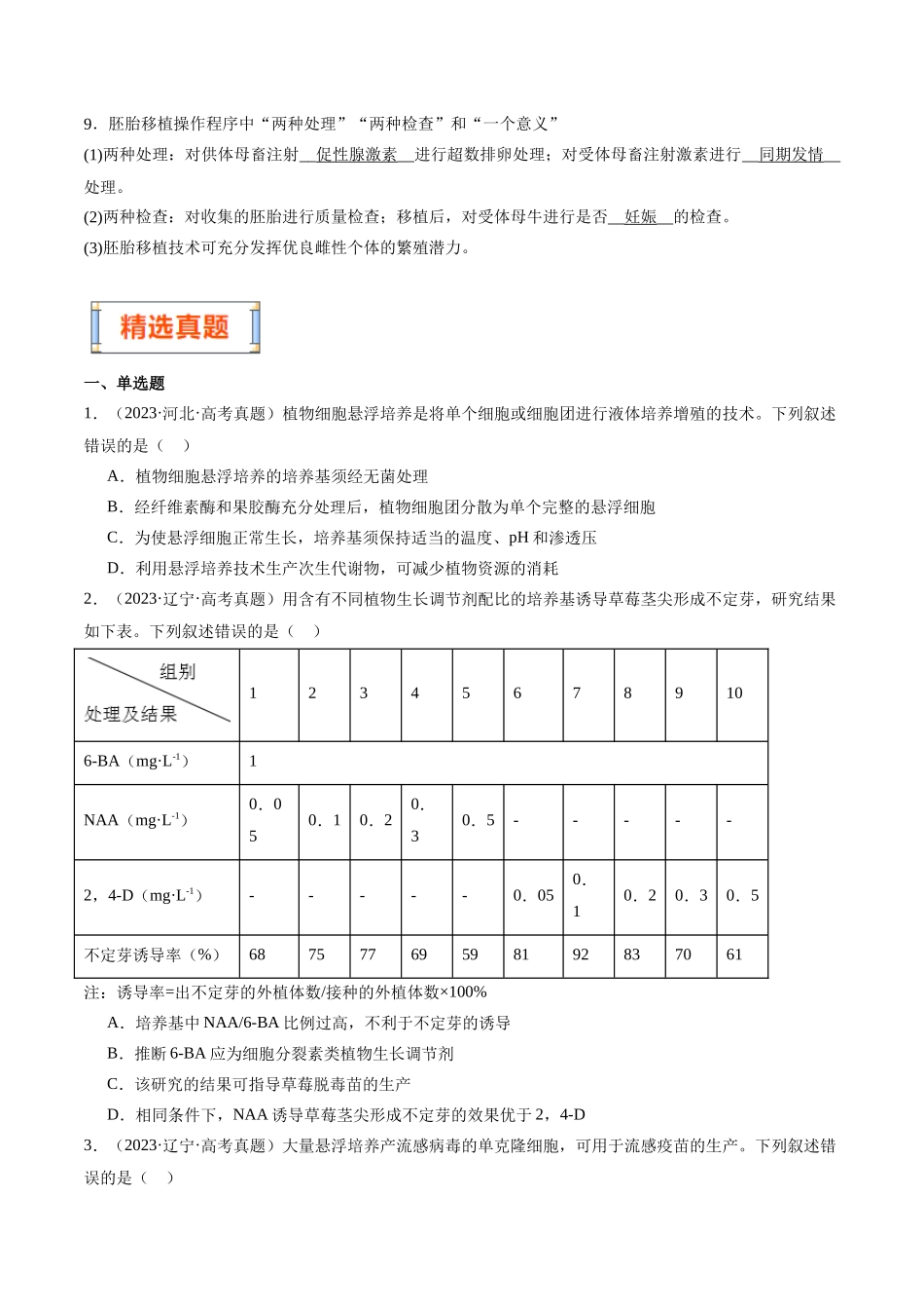 第15天 细胞工程和胚胎工程 (原卷版).docx_第2页