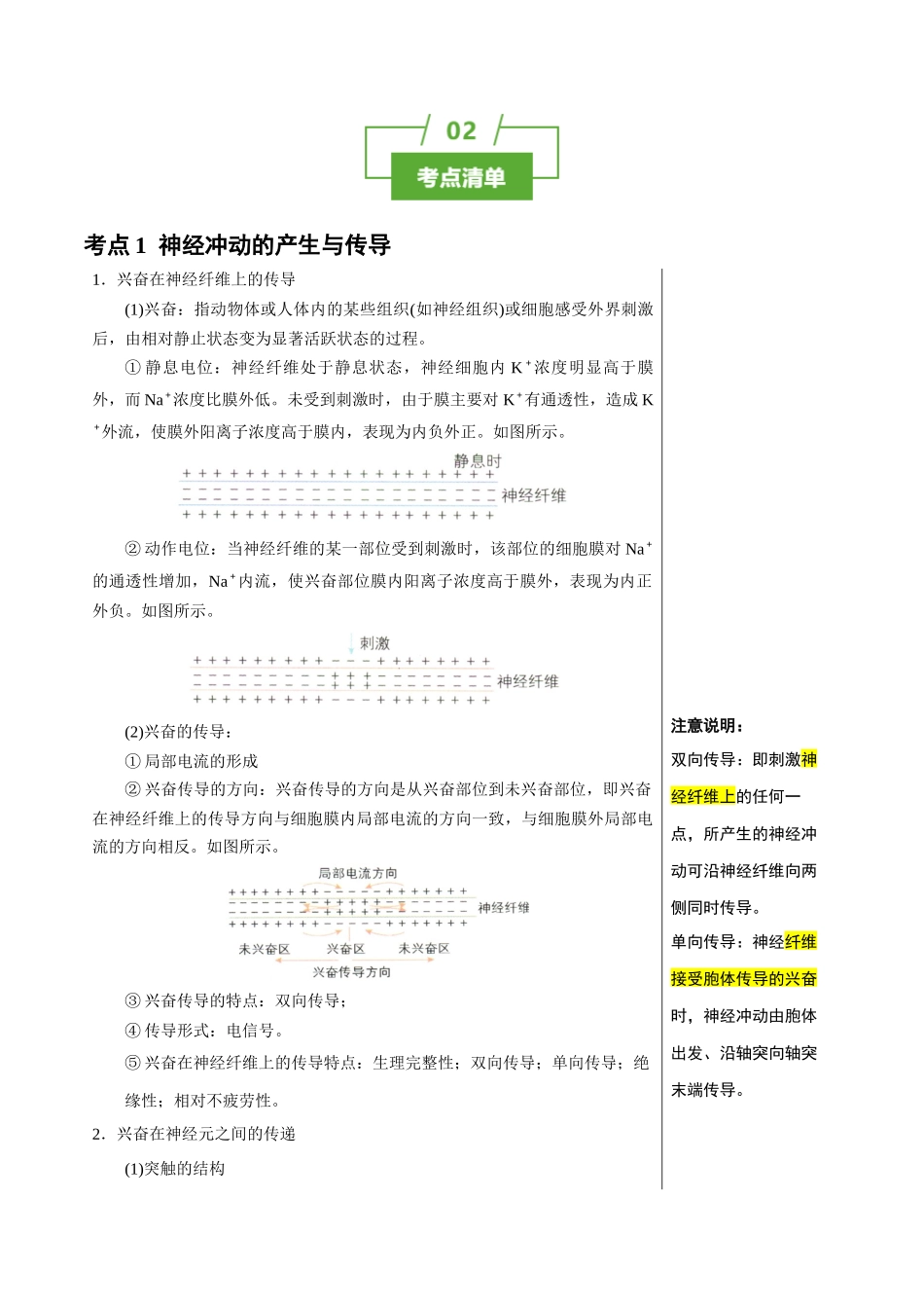 知识清单21 神经调节(3大考点+7个易错点).docx_第2页