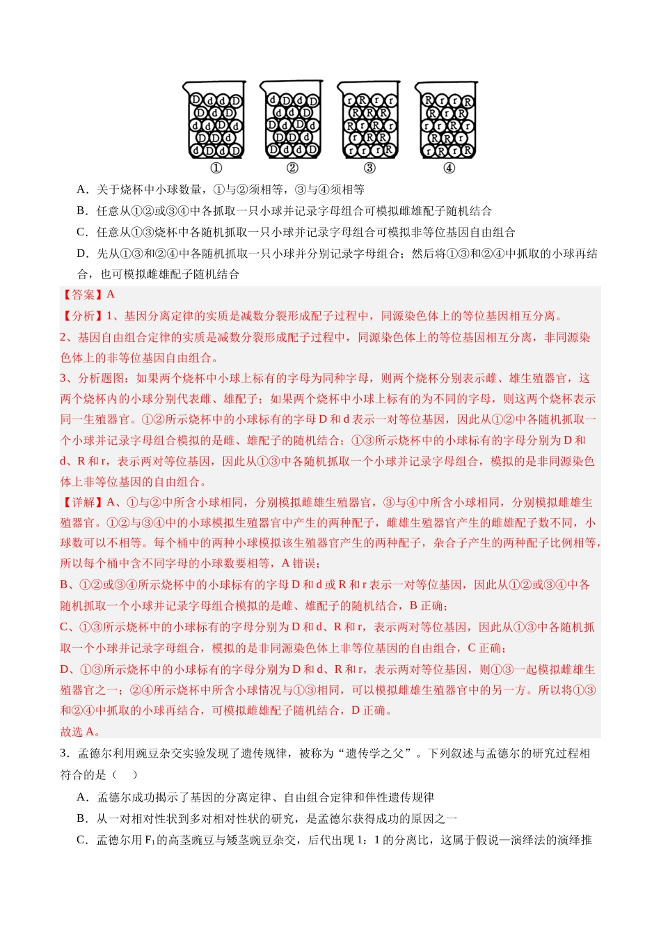 第17讲 自由组合定律(专项训练)(安徽专用)(教师版) .docx_第2页
